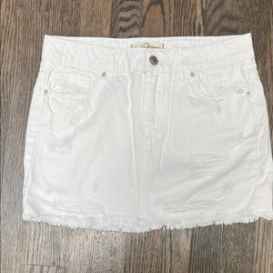 We The Free White Distressed Mini Skirt
